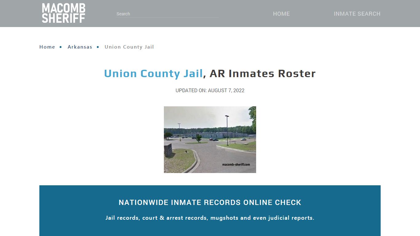Union County Jail, AR Jail Roster, Name Search