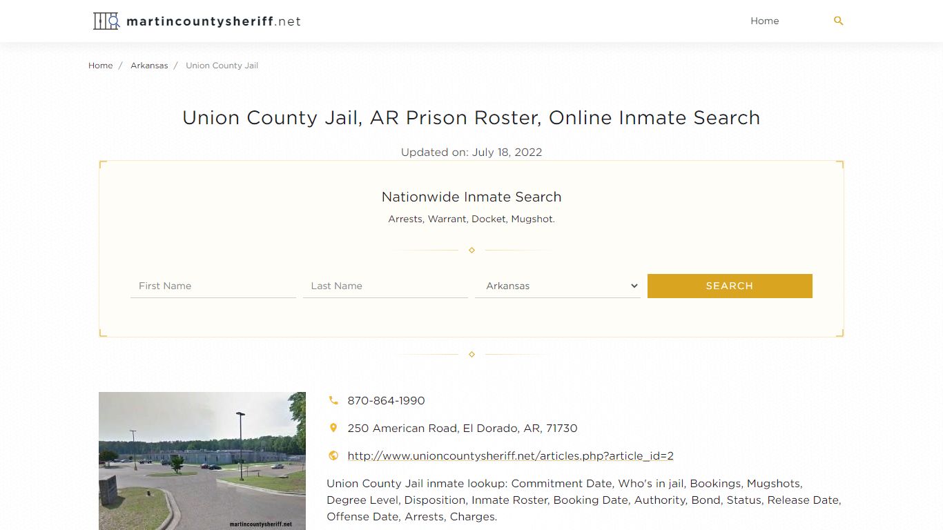 Union County Jail, AR Prison Roster, Online Inmate Search ...