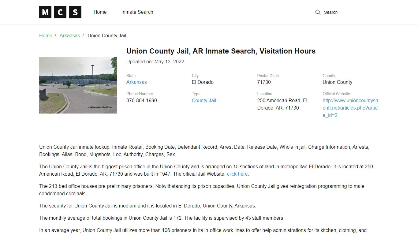 Union County, AR Jail Inmates Search, Visitation Rules