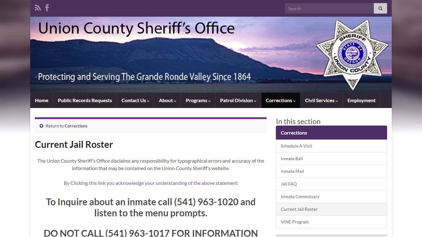 Current Jail Roster - Union County Sheriff
